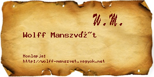 Wolff Manszvét névjegykártya